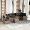 vidaXL 7 Piece Garden Sofa Set with Cushions Grey Poly Rattan