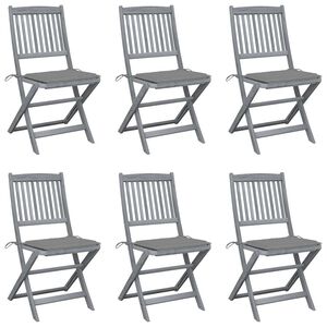 vidaXL Folding Outdoor Chairs 6 pcs with Cushions Solid Acacia Wood