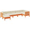 vidaXL 7 Piece Garden Sofa Set with Cushions Wax Brown Solid Wood Pine