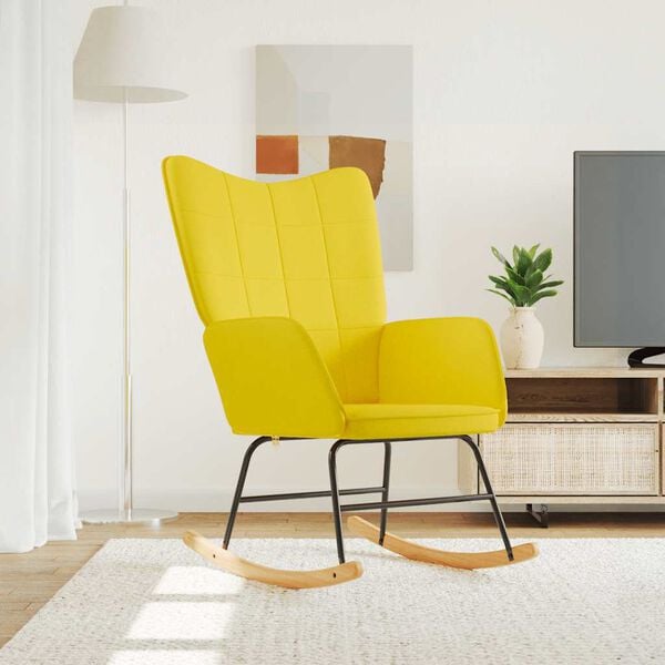 vidaXL Rocking Chair Mustard Yellow Fabric