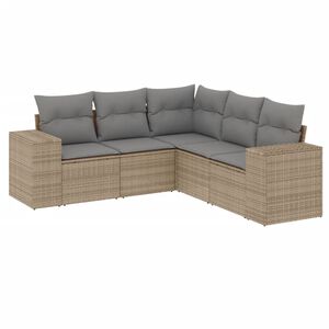 vidaXL 5 Piece Garden Sofa Set with Cushions Beige Poly Rattan