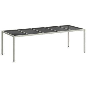 vidaXL Garden Table White 250x100x75 cm Poly Rattan and Tempered Glass