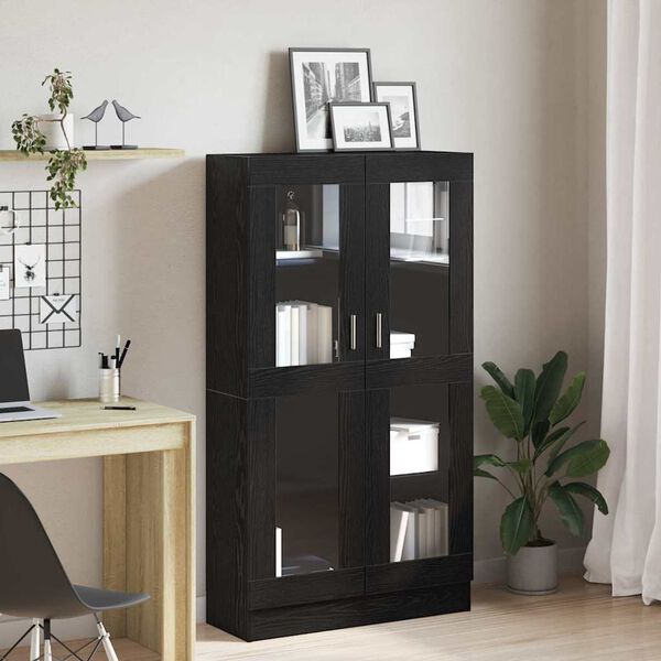vidaXL Book Cabinet Black Oak 82.5 x 30.5 x 150 cm Engineered Wood