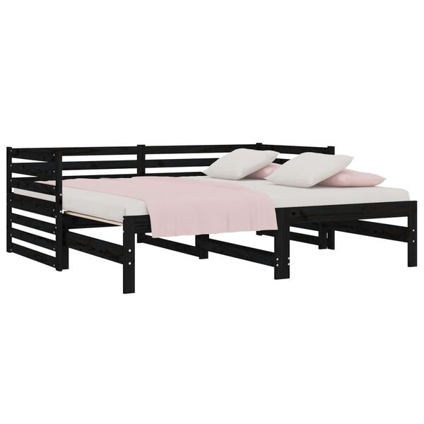 vidaXL Pull-out Day Bed without Mattress Black 2x(90x190)cm