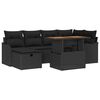 vidaXL Garden Sofa Set Height-Adjustable 7 pcs Black Poly Rattan