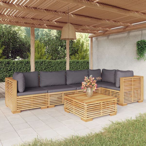 vidaXL 6 Piece Garden Lounge Set with Cushions Solid Teak Wood