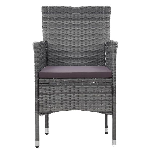 vidaXL 3 Piece Garden Dining Set Poly Rattan Grey