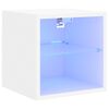 vidaXL Bedside Cabinet with LED Lights Wall-mounted White