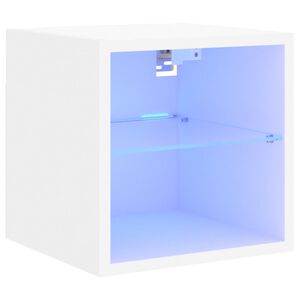 vidaXL Bedside Cabinet with LED Lights Wall-mounted White