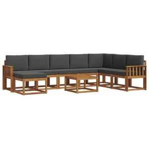 vidaXL Outdoor Sofa Set 9 pcs Natural and Anthracite