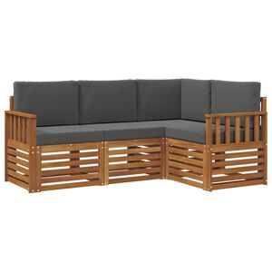 vidaXL Outdoor Sofa Set 4 pcs Natural and Anthracite Polyester