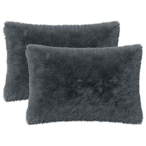 vidaXL Cushion with Pillow HEERLEN 2 pcs Anthracite PV Fleece
