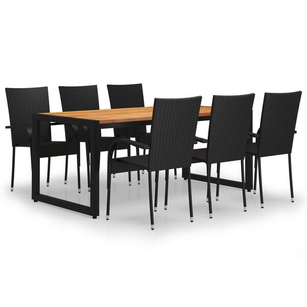 vidaXL 7 Piece Garden Dining Set Black