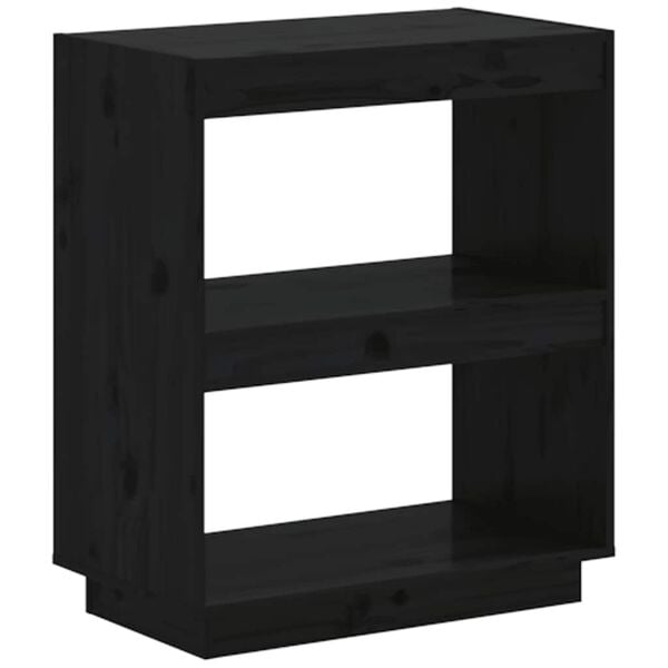 vidaXL Book Cabinet Black 60x35x71 cm Solid Wood Pine