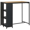vidaXL Bar Table | Black | PE rattan, steel, solid acacia wood | Counter Height