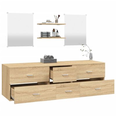 vidaXL 5 Piece Bathroom Furniture Set Oak Engineered Wood