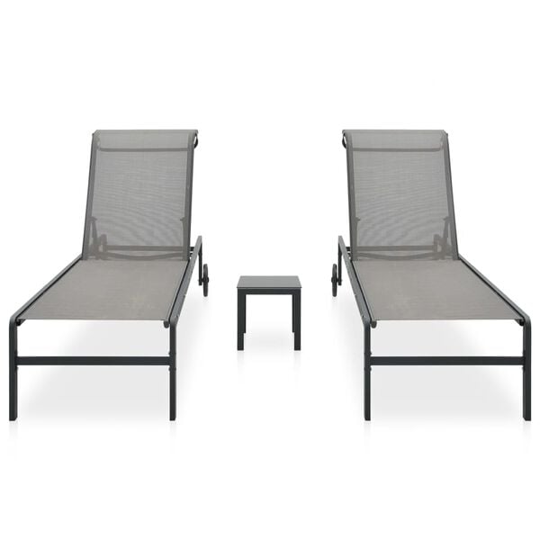 vidaXL Sun Loungers 2 pcs with Table Textilene and Steel