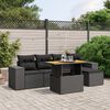 vidaXL 6 Piece Garden Sofa Set with Cushions Black Poly Rattan