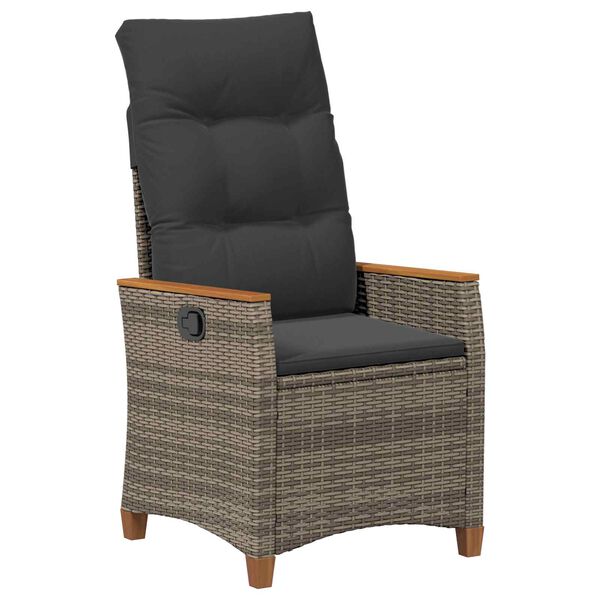 vidaXL Reclining Garden Chair Grey and Navy Blue 64 x 57.5 x 112 cm
