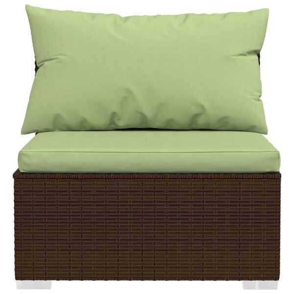 vidaXL 10 Piece Garden Lounge Set with Cushions Brown Poly Rattan
