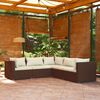 vidaXL 5 Piece Garden Lounge Set with Cushions Poly Rattan Brown