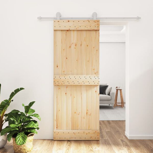 vidaXL Sliding Door with Hardware Set 80x210 cm Solid Wood Pine