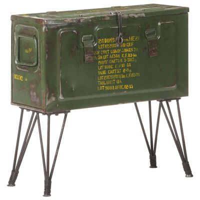 vidaXL Storage Trunk Military Style 68x24x66 cm Iron