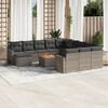 vidaXL 13 Piece Garden Sofa Set with Cushions Grey Poly Rattan