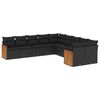 vidaXL 10 Piece Garden Sofa Set with Cushions Black Poly Rattan