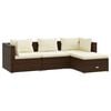 vidaXL 4 Piece Garden Lounge Set with Cushions Poly Rattan Brown