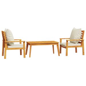 vidaXL 3 Piece Garden Lounge Set with Cushions Solid Wood Acacia