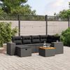 vidaXL 7 Piece Garden Sofa Set with Cushions Black Poly Rattan