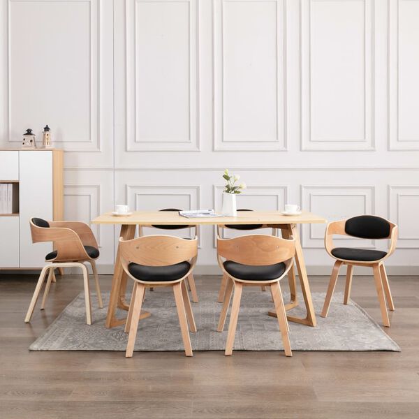 vidaXL Dining Chairs 6 pcs Bent Wood and Faux Leather