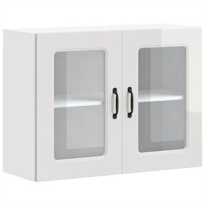 vidaXL Kitchen Wall Cabinet with Glass Door Kalmar High Gloss White Engineered Wood