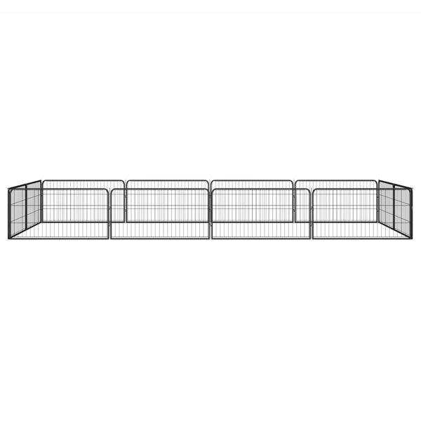 vidaXL 12-Panel Dog Playpen Black 100x50 cm Powder-coated Steel