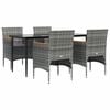 vidaXL 5 Piece Garden Dining Set with Cushions Grey and Black