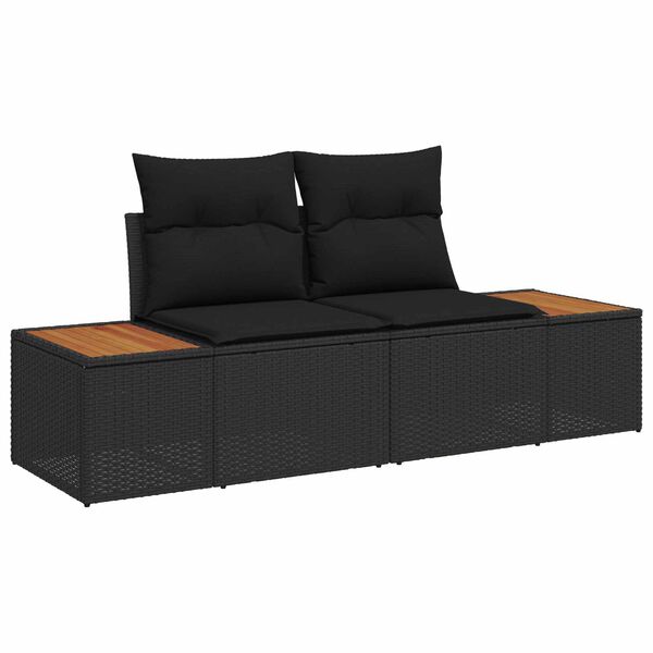 vidaXL Garden Sofa Set Height-Adjustable 9 pcs Black Poly Rattan