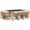 vidaXL 11 Piece Garden Dining Set with Cushions Beige Poly Rattan