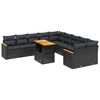 vidaXL 11 Piece Garden Sofa Set with Cushions Black Poly Rattan