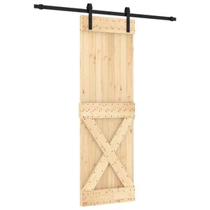 vidaXL Sliding Door Natural and Black 70 x 210 cm Solid Pine Wood