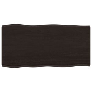vidaXL Table Top Dark Brown 80x40x2 cm Treated Solid Wood Oak Live Edge