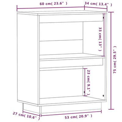 vidaXL Console Cabinet 60x34x75 cm Solid Wood Pine