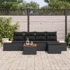 vidaXL Garden Sofa Set with Cushion 6 pcs Black Poly Rattan