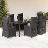 vidaXL 7 Piece Garden Dining Set with Cushions Black Poly Rattan