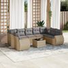 vidaXL 10 Piece Garden Sofa Set with Cushions Beige Poly Rattan