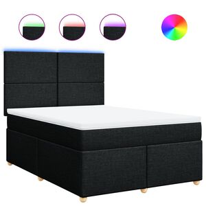 vidaXL Box Spring Bed with Mattress Black Queen Fabric