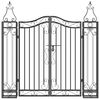 vidaXL Garden Gate Black 121x8x120 cm Wrought Iron