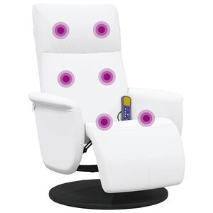 vidaXL Massage Recliner Chair with Footrest White Faux Leather