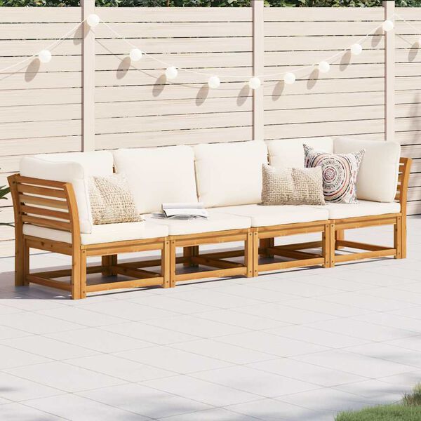 vidaXL 4 Piece Garden Lounge Set with Cushions Solid Wood Acacia