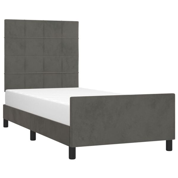 vidaXL Bed Frame without Mattress Dark Grey 107x203 cm King Single Size Velvet